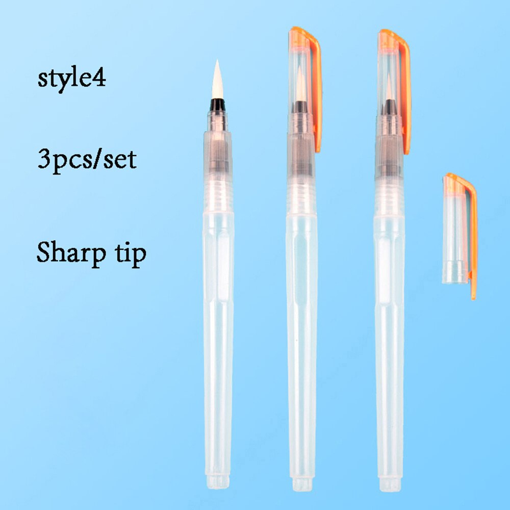 Rotuladores recargables de 3/6 uds, pincel de pintura con depósito de agua para acuarela, portátil, suave, para pintura, dibujo, suministros de arte: style4