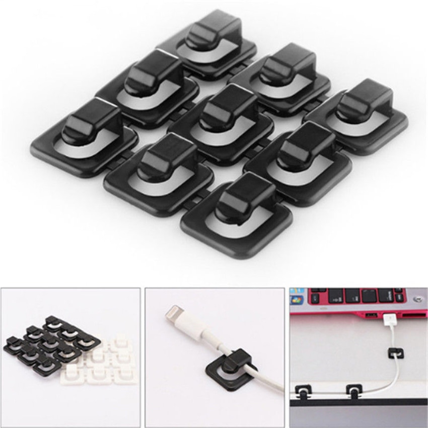 18 pcs Cable Cord Wire Line Desk Wall Organizer Clips Data Lines Adhesive Clamp Fixer Fastener