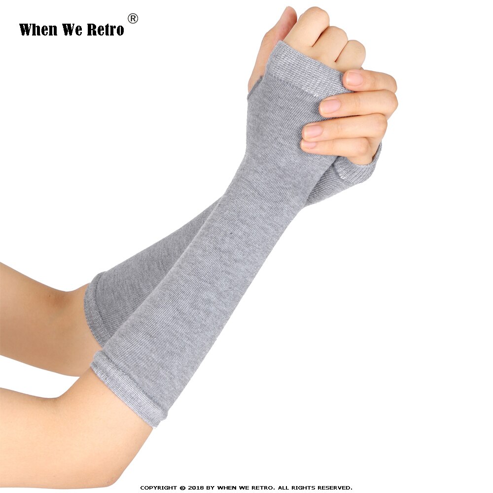 When We Retro Autumn Winter Wrist Arm Hand Arm Warmers Knitted Long Fingerless QY0491 Sleeve Fingerless Gloves Soft Warm Mitten: Light Gray