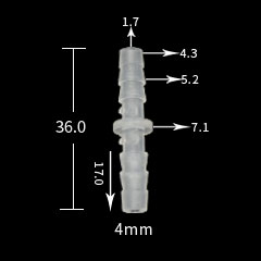 10 stk pagoda plastik slangesamling 1.6 2.4 3.2 4 4.8 5.6 6.4 8 9.5 10 mm rørslangetilbehør: 4.0mm gennemskinnelig