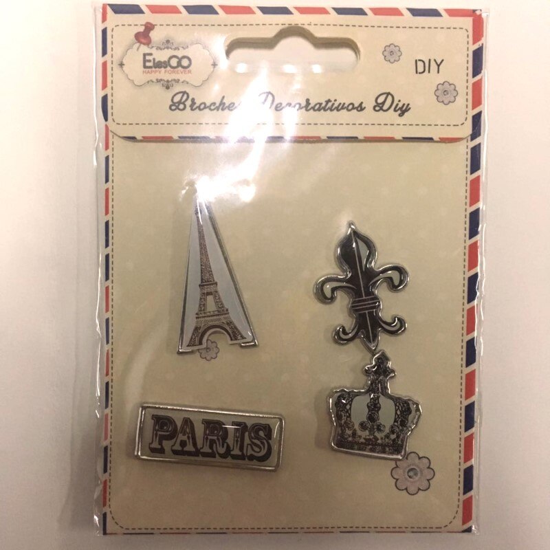 2 patronen Parijs Eiffel kroon roze vlinder metalen scrapbooking brad pin DIY album decoratie craft embelishment