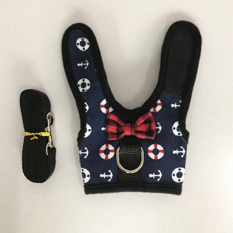 Arnés de cuero de conejo para hámster y conejillo de indias, accesorios de , Collar de conejo, de cuero, para huret, Totoro: blue / S
