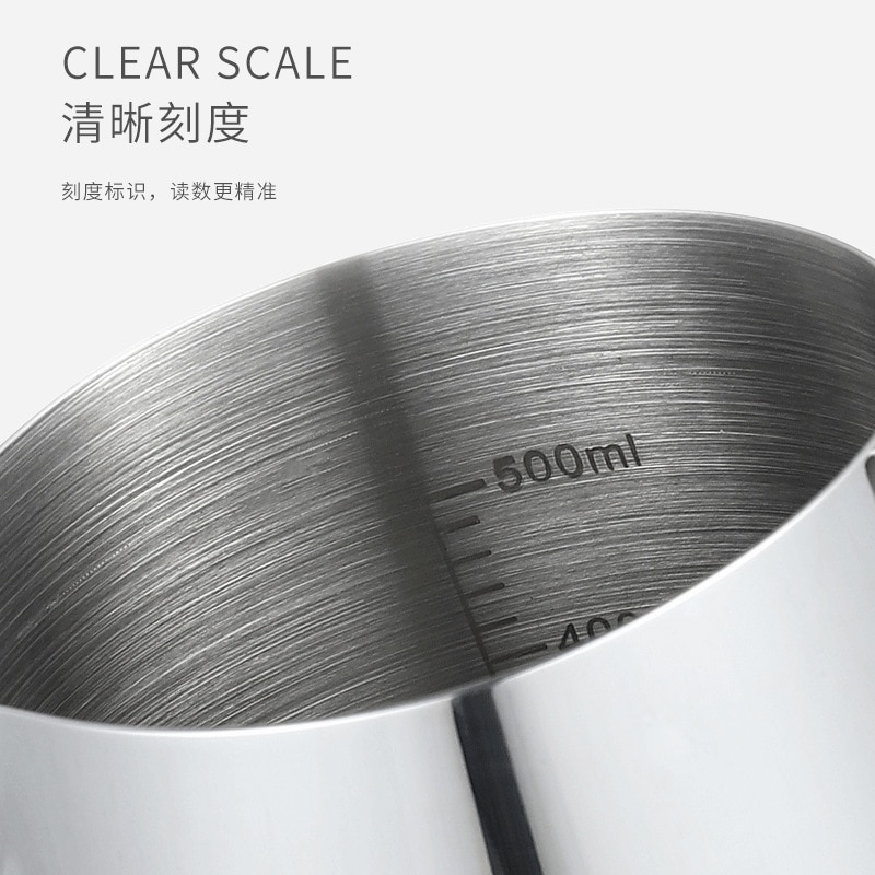 500ml coffee flower cylinder with thermometer to show milk foam cup stainless steel temperature-sensitive flower cup coffee tool