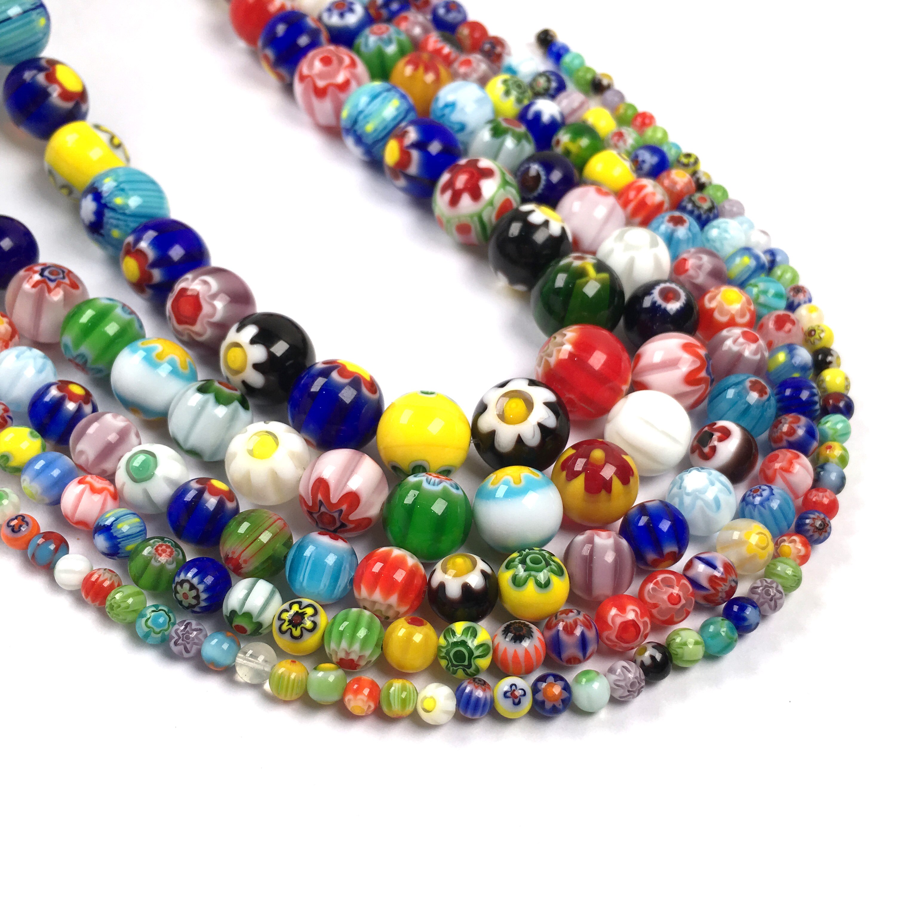 Millefiori kwiatowe paski Lampwork szklane koraliki modny luźne okrągłe odstępnik koraliki dla DIY bransoletka naszyjnik dokonywanie ustaleń biżuterii