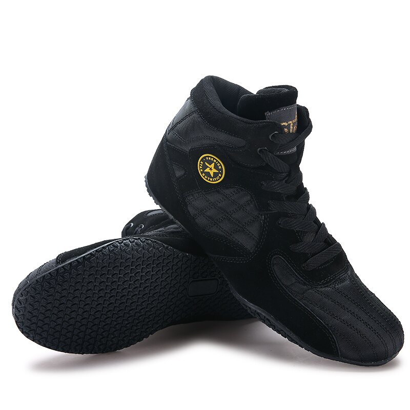 Zapatos de boxeo profesionales para hombre, zapatillas deportivas de lucha de talla grande, entrenamiento antideslizante, color negro