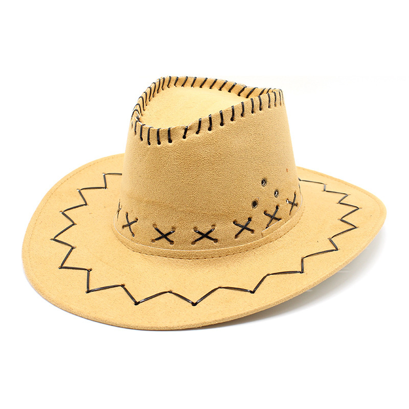 Summer Western men Fedoras Cowboy Hat Suede Cowboy Hat For Gentleman Cowgirl Jazz Cap With Gentleman Suede Sombrero Cap: 16