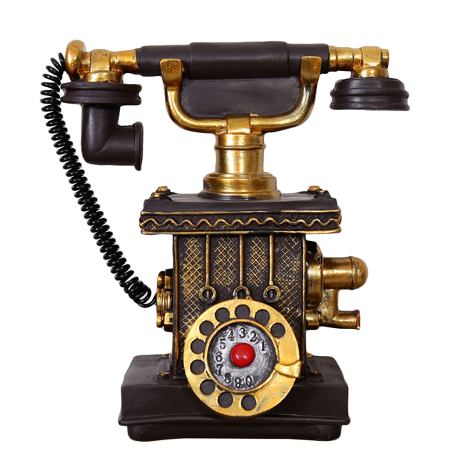Piggy Bank Ornaments Telephone Easy To Clean American Retro Resin Coin Box Furnishings Vintage Home Deco: A4