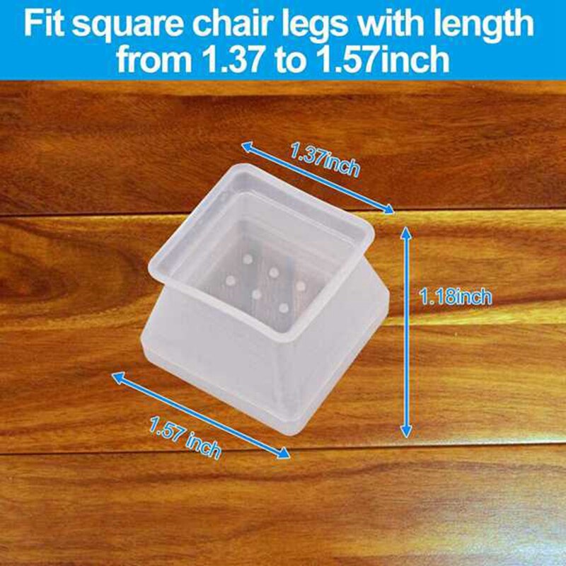 16 stk møbler silikone beskyttelsesdæksel firkantet silikone stol ben gulvbeskyttere forhindrer ridser og støj