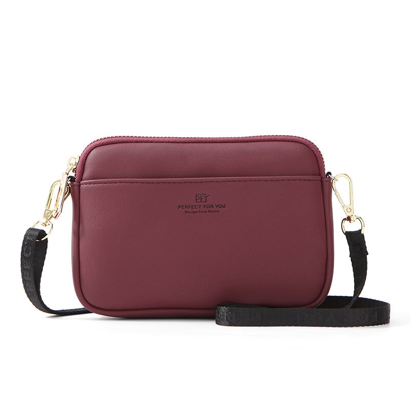 Frauen Leder Bote Taschen Frauen Handtasche Solide Dame Schulter Crossbody-tasche Geldbörse Brust Vielseitige Tasche Bolsa Feminina: Wein rot