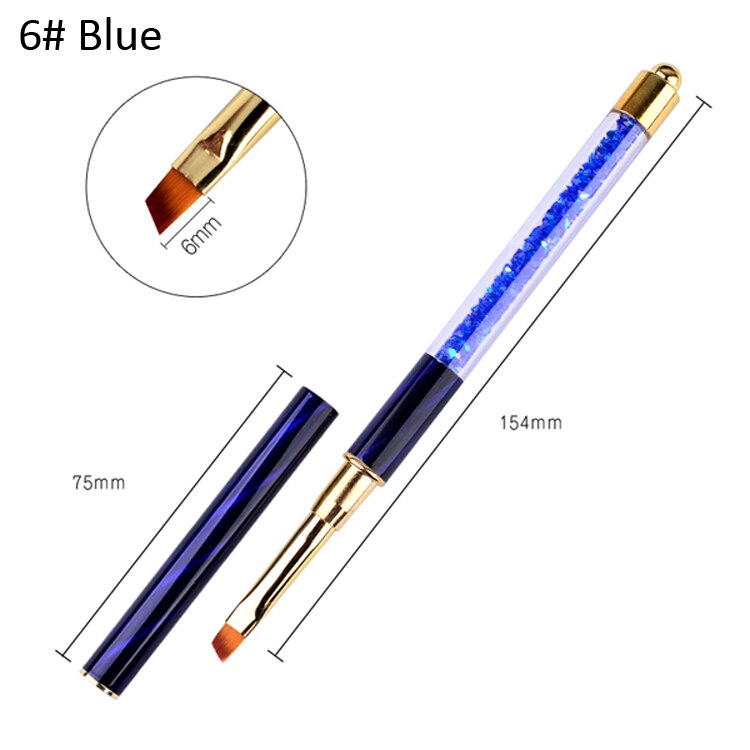 pincel de dibujo gradiente para uñas, diamantes de imitación, Ojo de gato, 1 Uds., pinceles planos para pintar, herramientas para esmaltado de uñas en Gel UV DIY: 6 blue