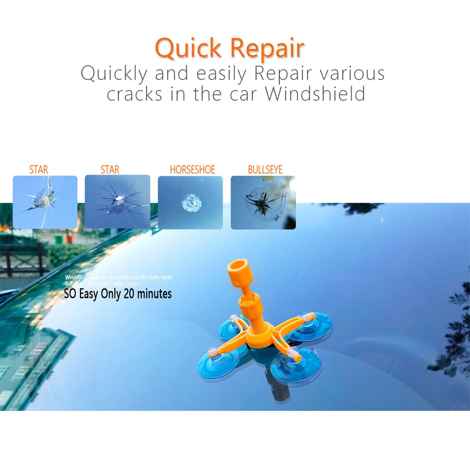 Car Windshield Repair , Easy to Operate Widely Use for Glass Rock Chip, Star, Half Moon Repair DIY
