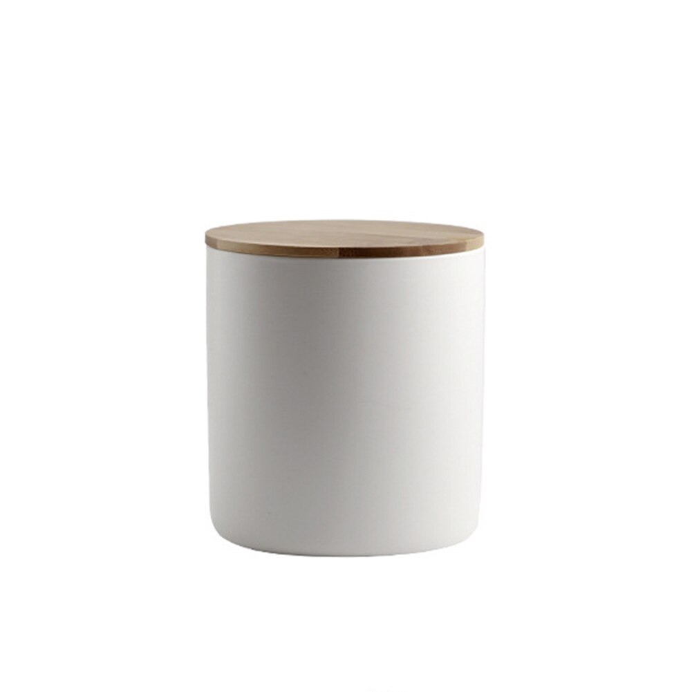 Keramiske redskabsopbevaringsbeholdere crock kaffebeholder med låg til mad tørre varer køkken smr 88: Hvid s