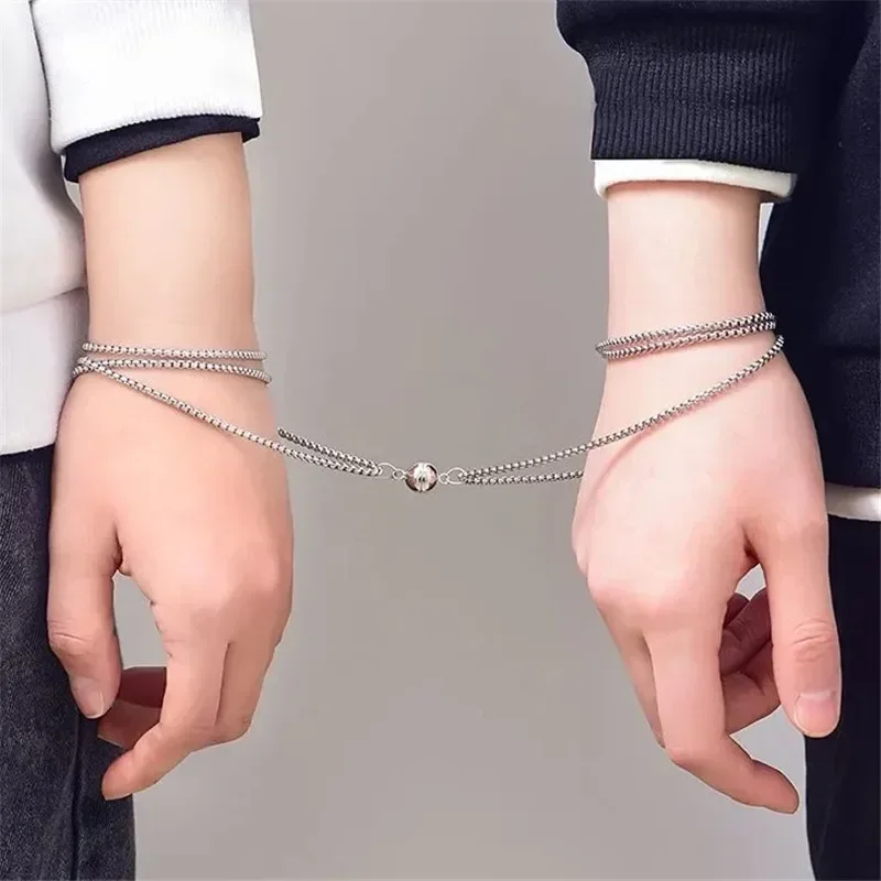 Amor imán pareja Color a juego collar Simple deseando piedra Heartbreak costura colgante hombres y mujeres joyería: Rojo óxido