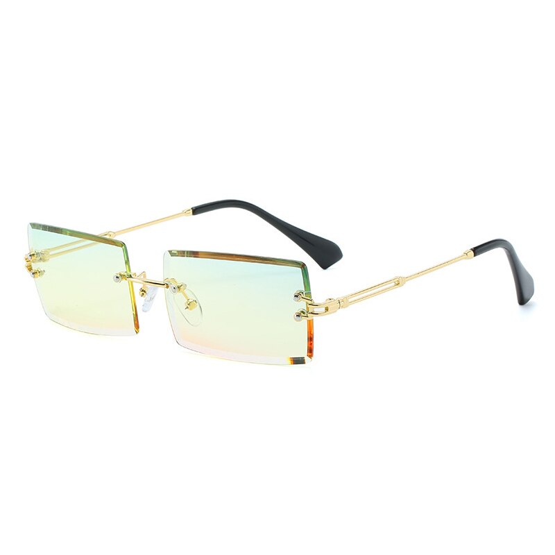 Oec cpo populære rammeløse rektangel solbriller kvinder mænd nuancer legeringsbriller  uv400 o264: Guld-gul pink
