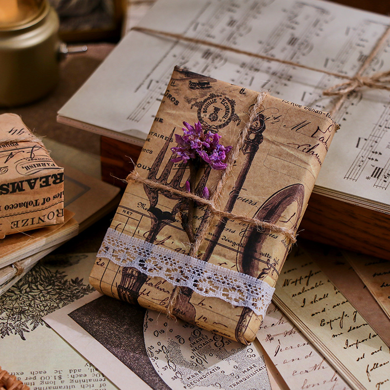 30 hojas de papel de Material estético de estilo Retro, planificador de diario basura, álbum de recortes, papel de fondo decorativo Vintage para manualidades Diy