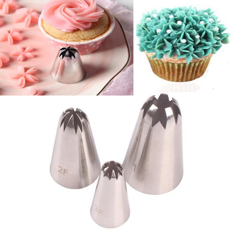 1Pc/3Pcs # 1F # 2F # 3F Cherry Bloem Icing Piping Nozzles Piping Tips Rvs nozzles Frosting Cake Decorating Gereedschap