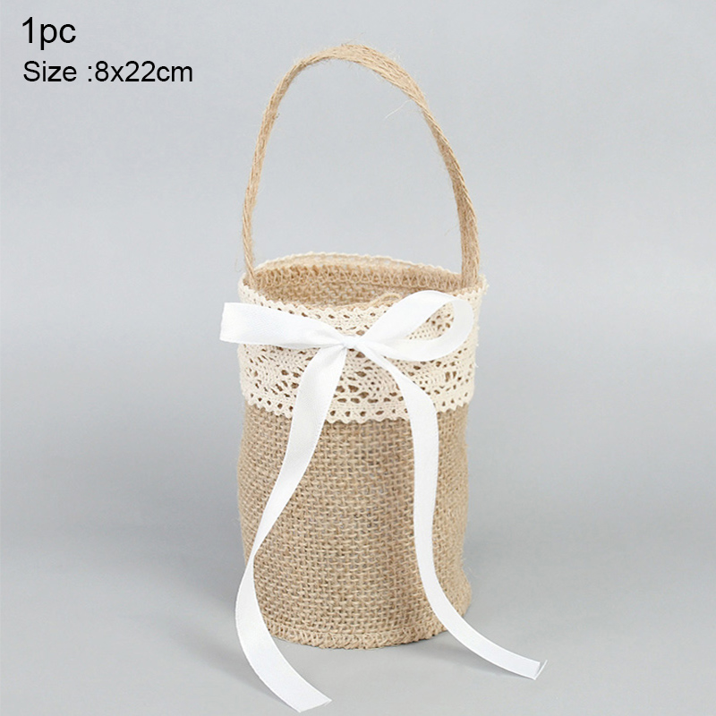1pc White Wedding Flower Basket Lace Pearl Rhinestone Flower Petal Confetti Girls Basket For Wedding Engagement Party Decoration: Chocolate