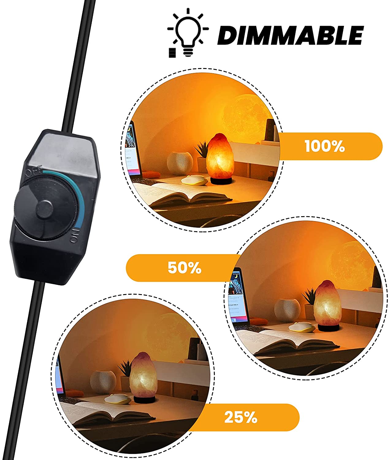 Hcnew 1,8 M Salz Lampe Dimmbare Lampe Halter E14 Buchse Lampe Basis für Salz Lampe mit EU Stecker Schwarz/weiß