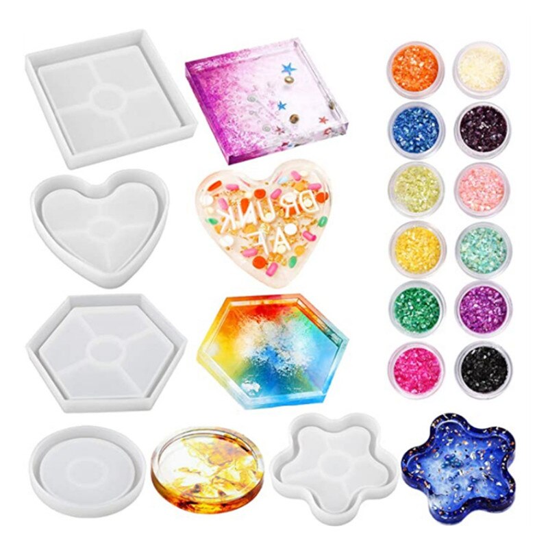 DIY crystal epoxy set silicone mold crafts epoxy resin mold pottery clay plaster kitchen accessories tools: A-1