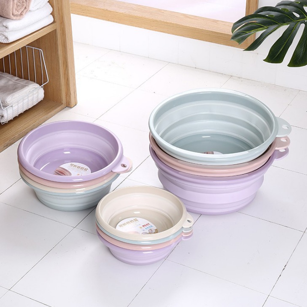 Lavamanos plegable de plástico, cubo plegable, bañera, lavamanos de cara, fregadero de agua de Camping para el hogar/al aire libre, 4 colores opcionales