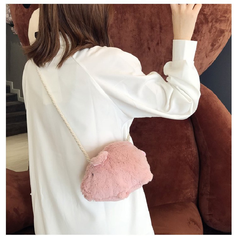 Nettes Schwein Umhängetaschen für Frauen 2022 Herbst Winter Plüsch Mädchen Puppe Schulter Bote Handtasche Tasche