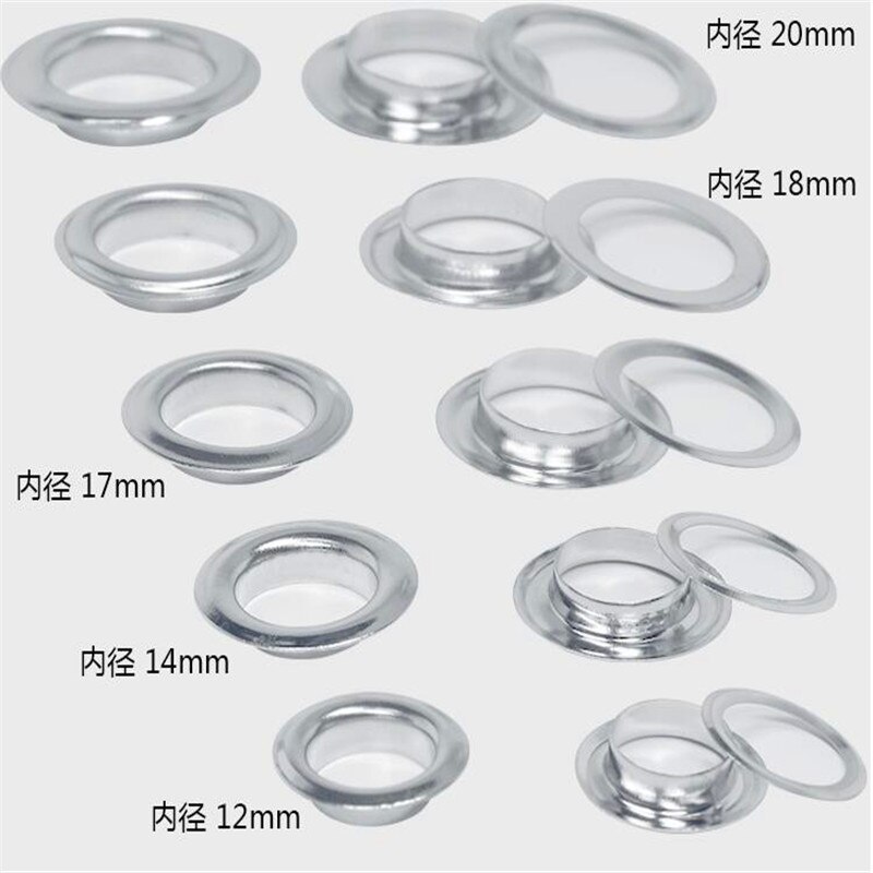 4 5 6 8 10 12 13 17 20 22mm belagte metaløjer til tøjtilbehør  el02