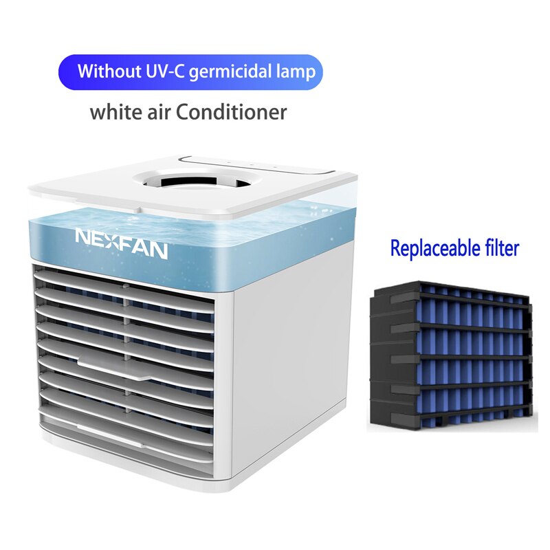 Uvc sterilisering klimaanlæg mini bærbar luftfugter luftkøler usb genopladeligt hjemmebordsvifte personlig plads luftkøling: Hvid tilføj filter