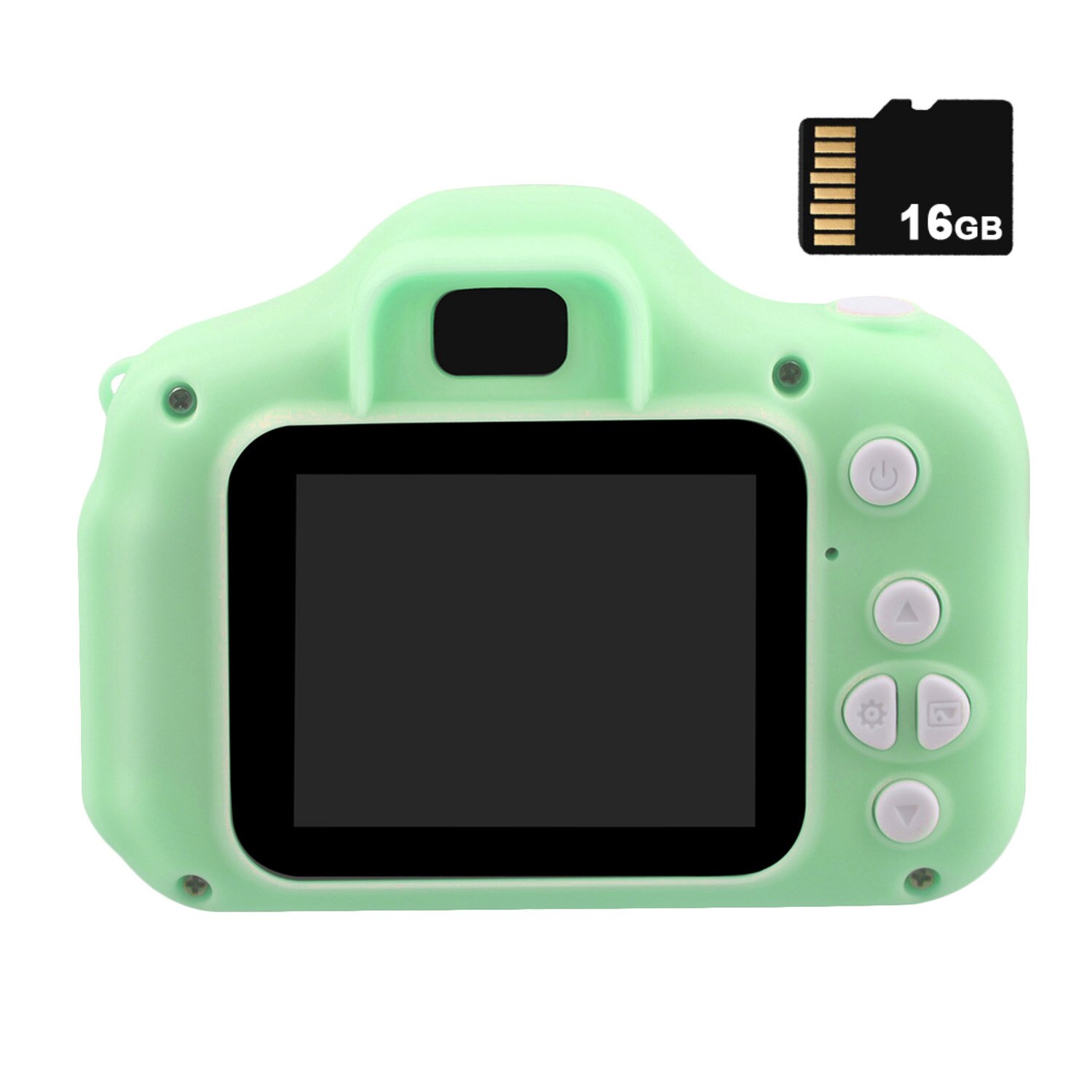 Mini søde børnevideokamera genopladeligt digitalkamera med 2 tommer skærm til børnefødselsdag udendørs leg: Grønt 16g sd-kort