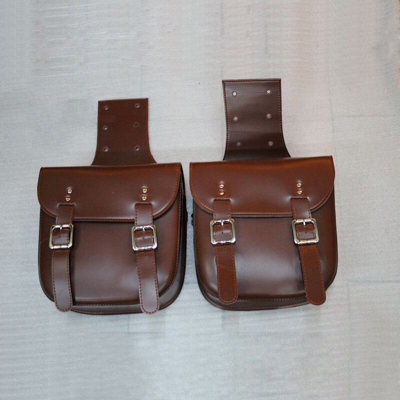 Sacoche Sac Trousse Latérale En Cuir Pour Moto Couleur MARRON