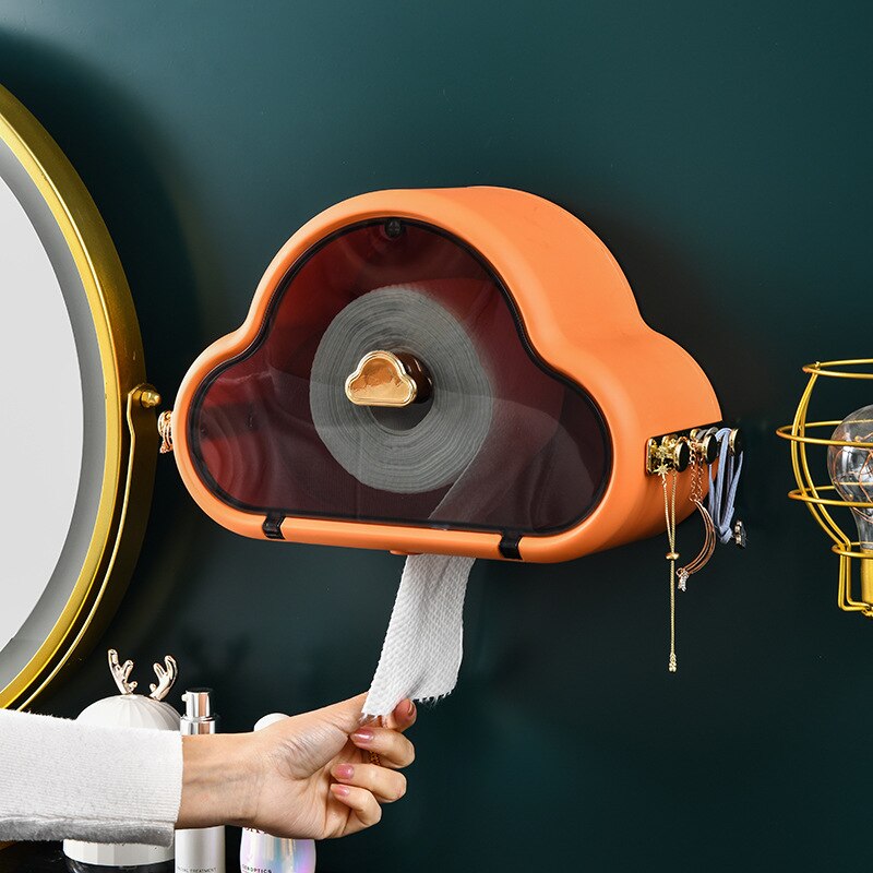 Kreatywny dom wodoodporna ściana uchwyt na papier toaletowy plastikowa chmura kształt pudełko na gazety półka łazienkowa