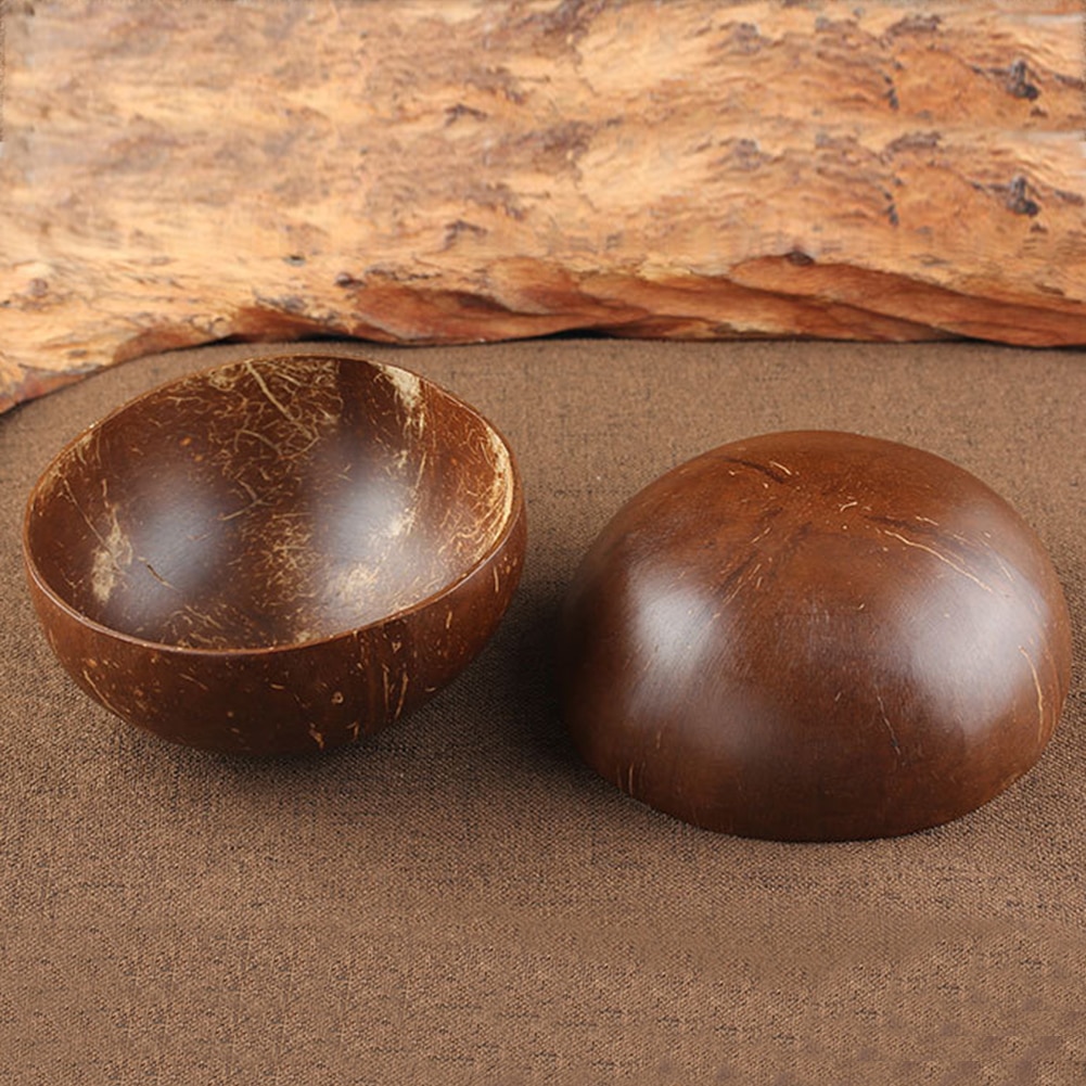 Cuenco con forma de cáscara de coco, cuchara artesanal para fruta, ensalada, fideo, arroz, contenedor de comida, decoración reutilizable, almacenamiento, decoración artesanal