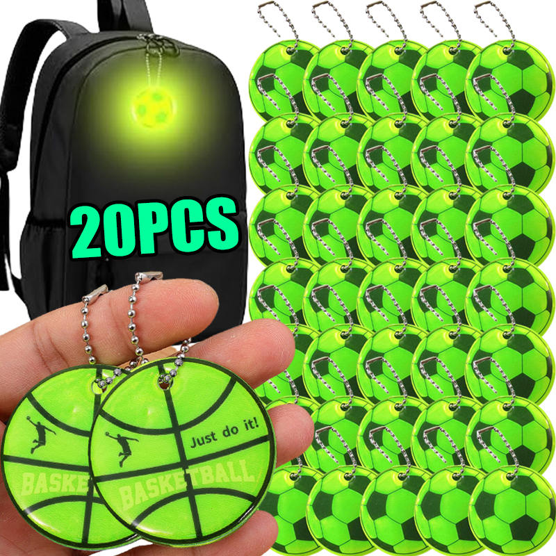 5/40Stck FußBall Reflektierende Schlüsselbund Nacht Sicherheit Schlüssel Kette für Taschen Rucksack Anhänger Reflektor für Dinge Verkehrs Securi