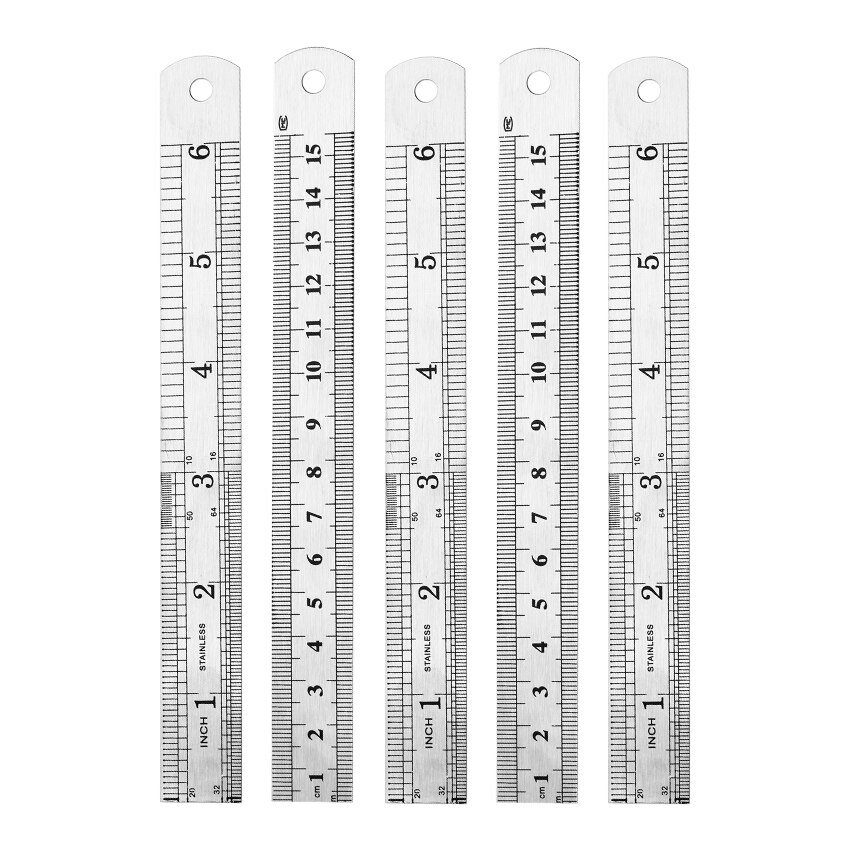 1PC Stainless Steel Metal Ruler Metric Rule Precision Double Sided Ruler Measuring Stationery 15cm