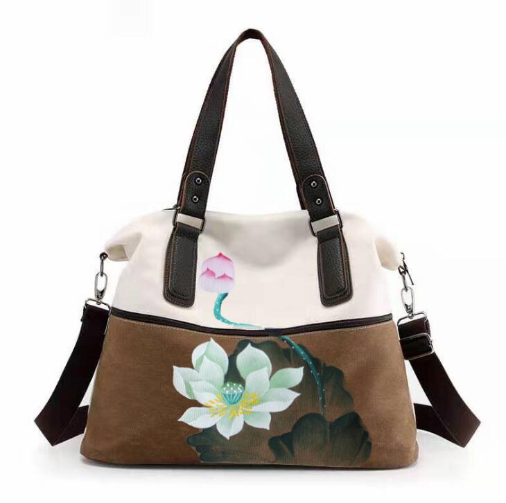 Bolso pintado a mano, bolso de lona de estilo nacional, bolso de hombro inclinado, bolso para mujeres retro , bolso versátil de h