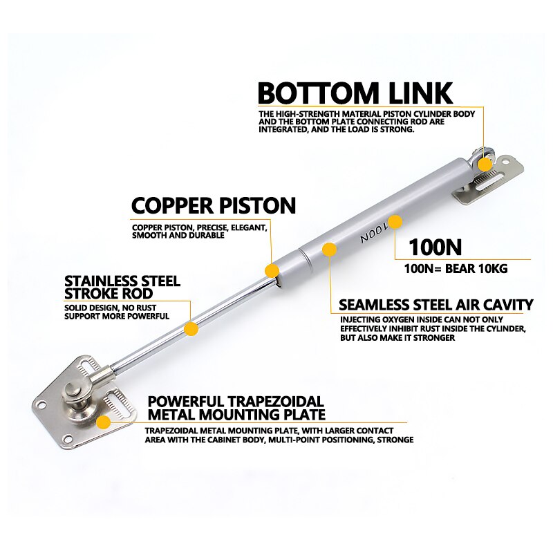 100N10KG Cabinet door gas strut Cabinet Hinges hinge furniture door lift door lift support Home Improvement rod support Hardware