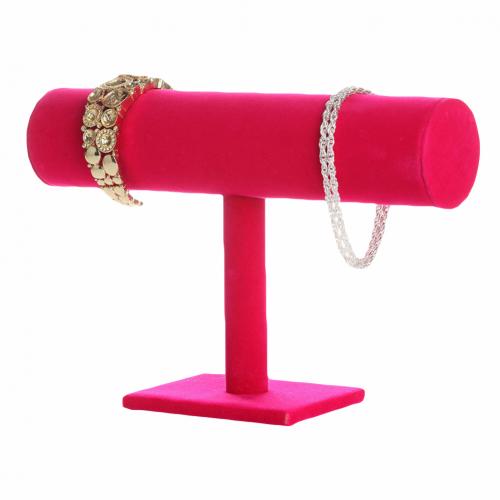 Fluwelen armband bangle ketting sieraden display stand houder organizer flanellen armband armband ketting sieraden display stand: Rozenrood