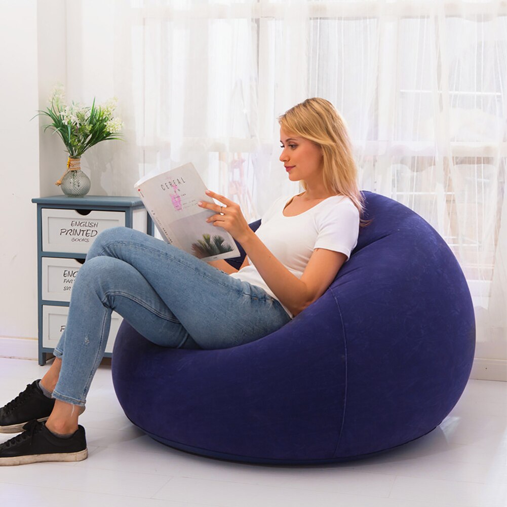 Fauteuil Wasbare Comfortabele Bean Bag Stoel Opblaasbare Luie Sofa Vouwen Lounger Ultra Zachte Couch Slaapkamer Woonkamer Outdoor