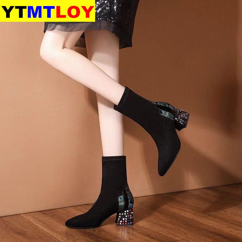 Bottes femmes saison daim strass bottes courtes femmes velours bottes courtes taille 35-40
