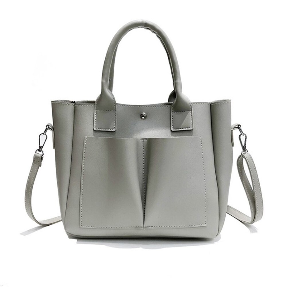 Sac en cuir Pu sacs à main simples marques célèbres femmes sac à bandoulière grand tronc fourre-tout Vintage dames sacs à bandoulière pour femmes: grey