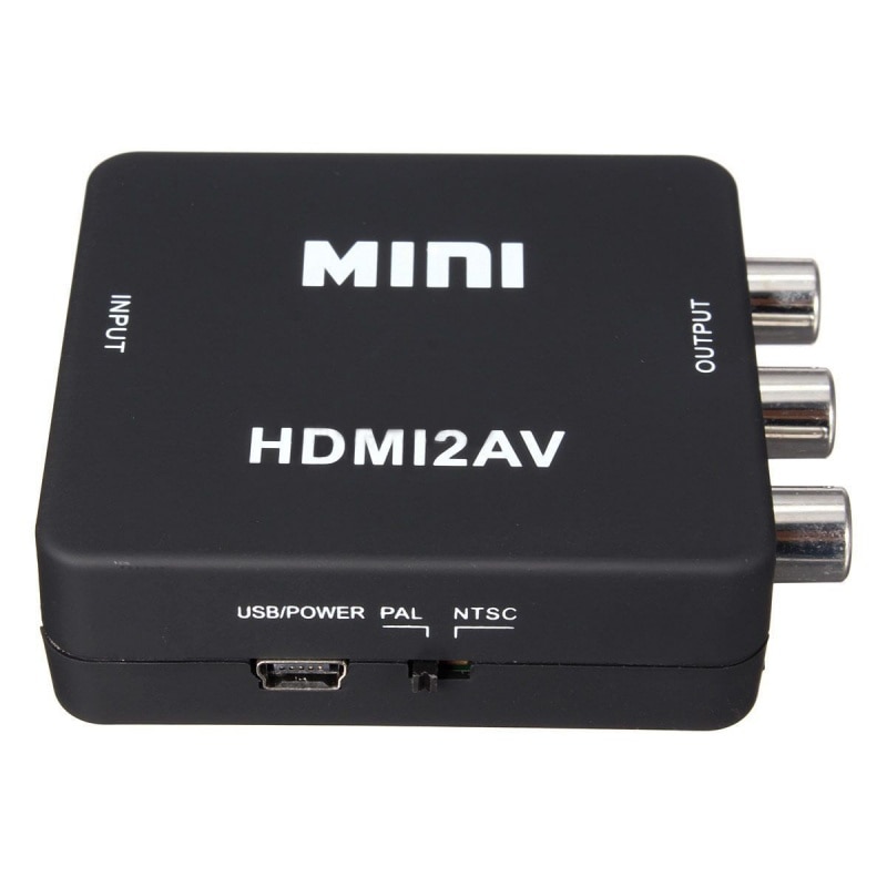 Mini Hdmi Naar 3RCA Cvbs Composiet Video Av Converter Adapter Tv Vhs Videorecorder Dvd Zwart