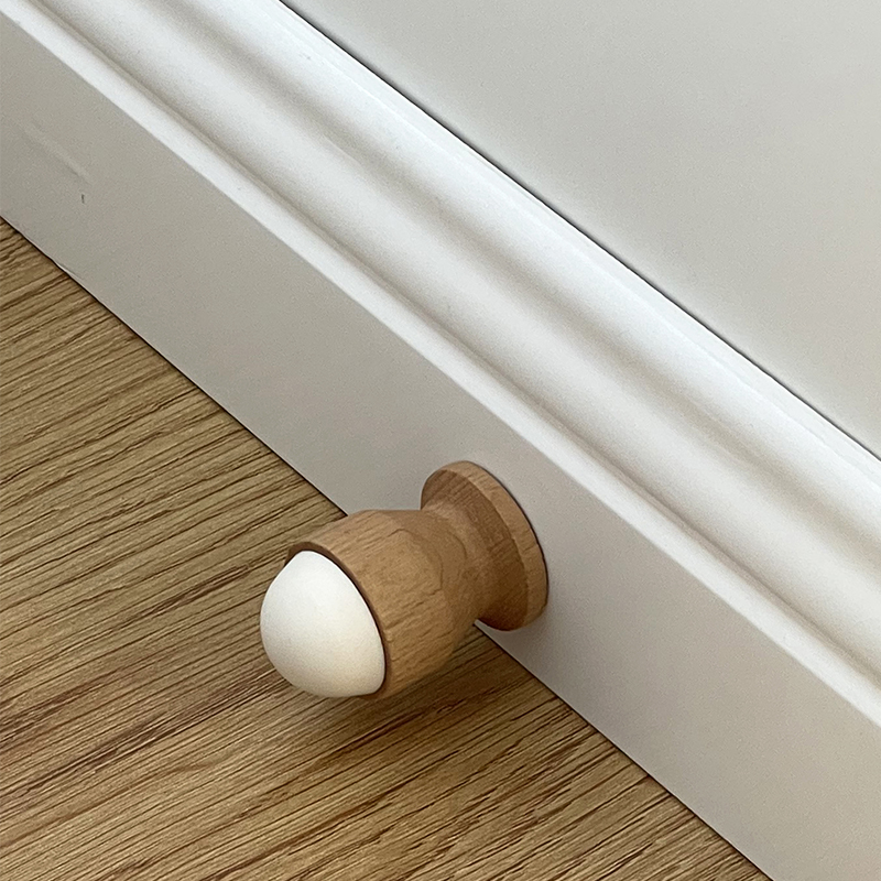 Houten deurstopper siliconenrubber zelfklevend anti-botsing deurwig stop thuis muur vloer meubelbescherming