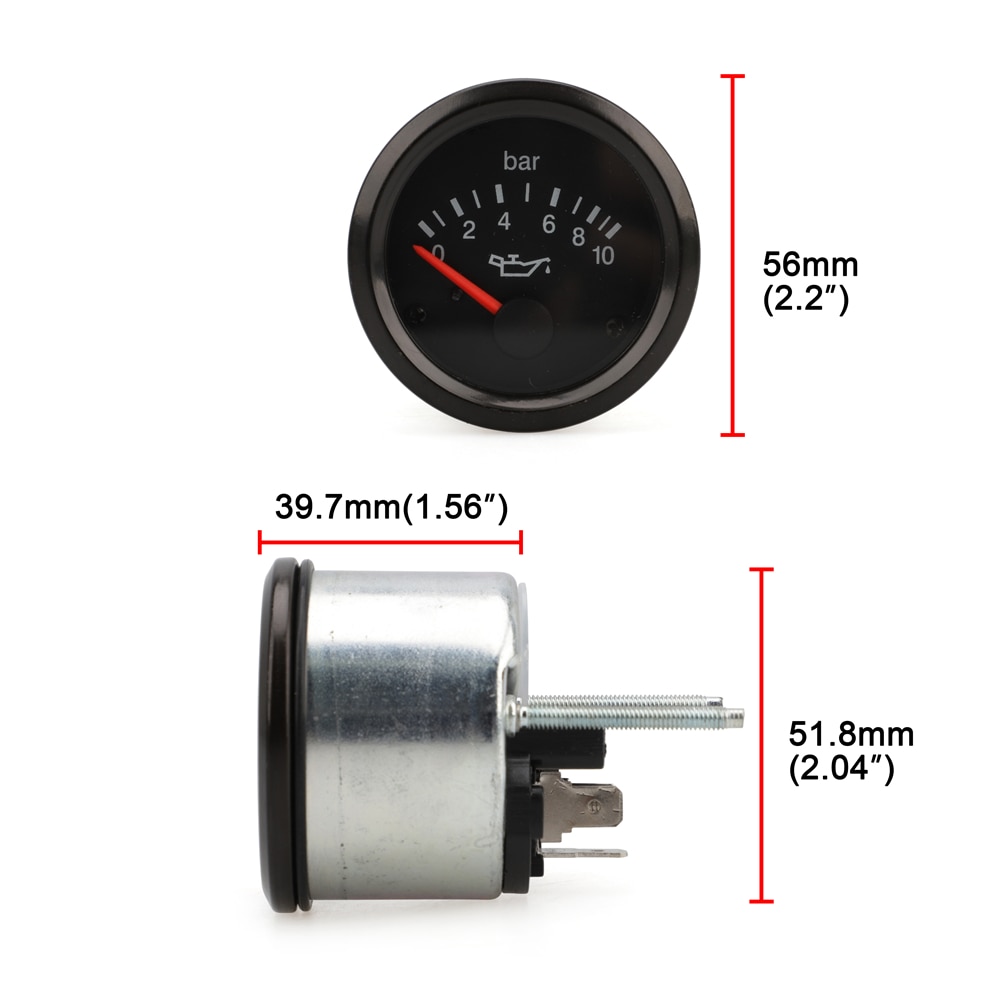 12 V 2 “52mm VDO Vision Öl Druck Uhr Auto Bus Schwarz Gesicht Zifferblatt 0-10Bar 12 Volt YC101723