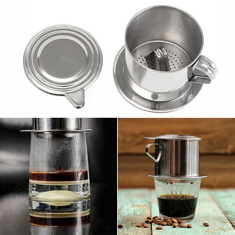 Stainless Steel Vietnamese Coffee Drip Pot Coffee Filter Infuser Office Home Traveling Coffee Maker