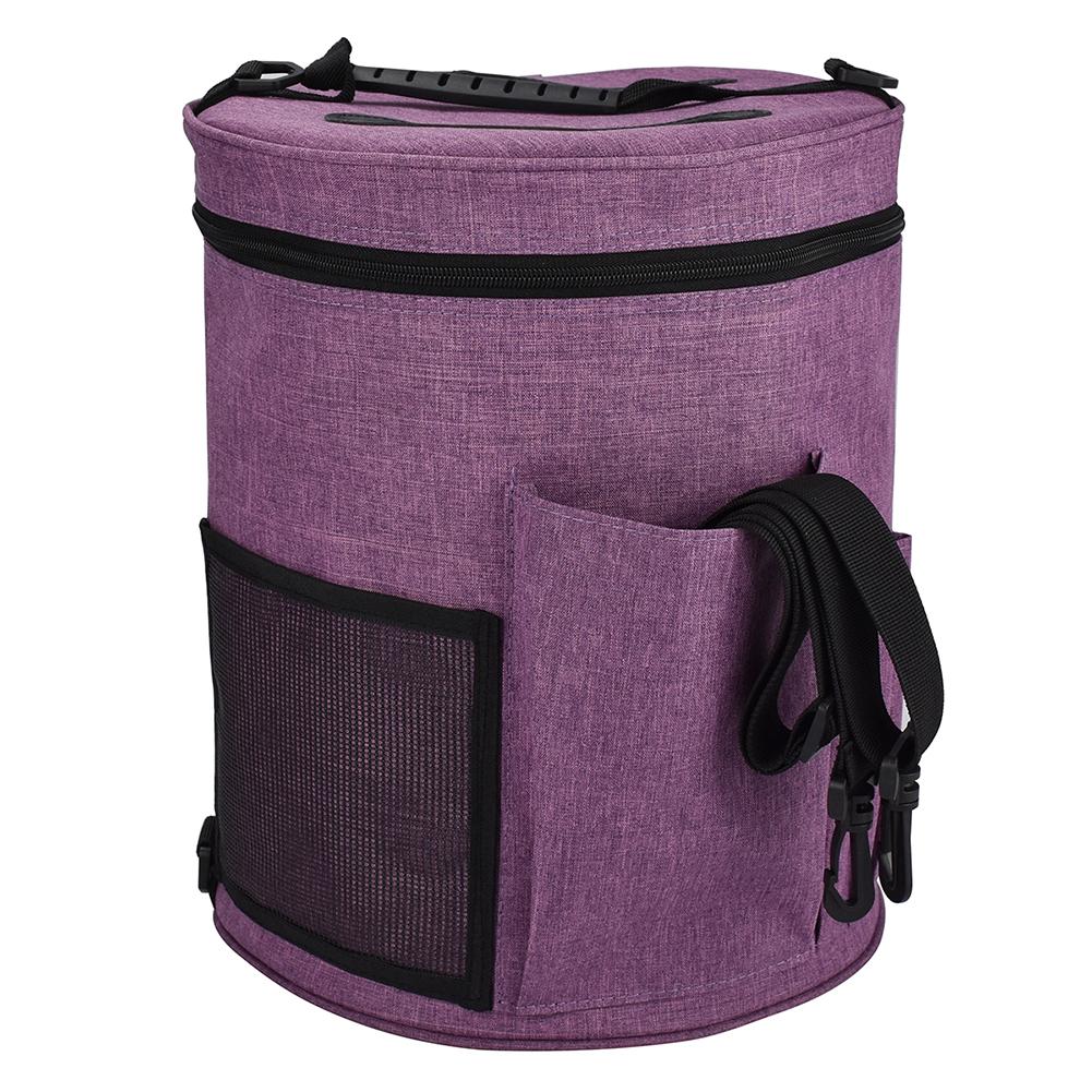 Yarn Storage Bag Sewing Crochet Organizer Bucket Dustproof Shoulder Bags: Purple