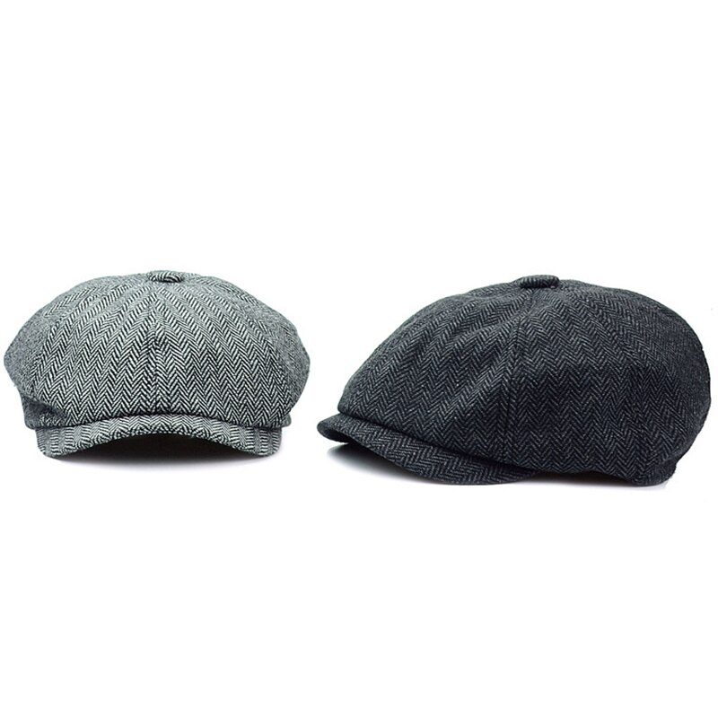Novedad de , gorro plano, gorro de algodón con de espiguilla para niño, boina Unisex, sombreros grises