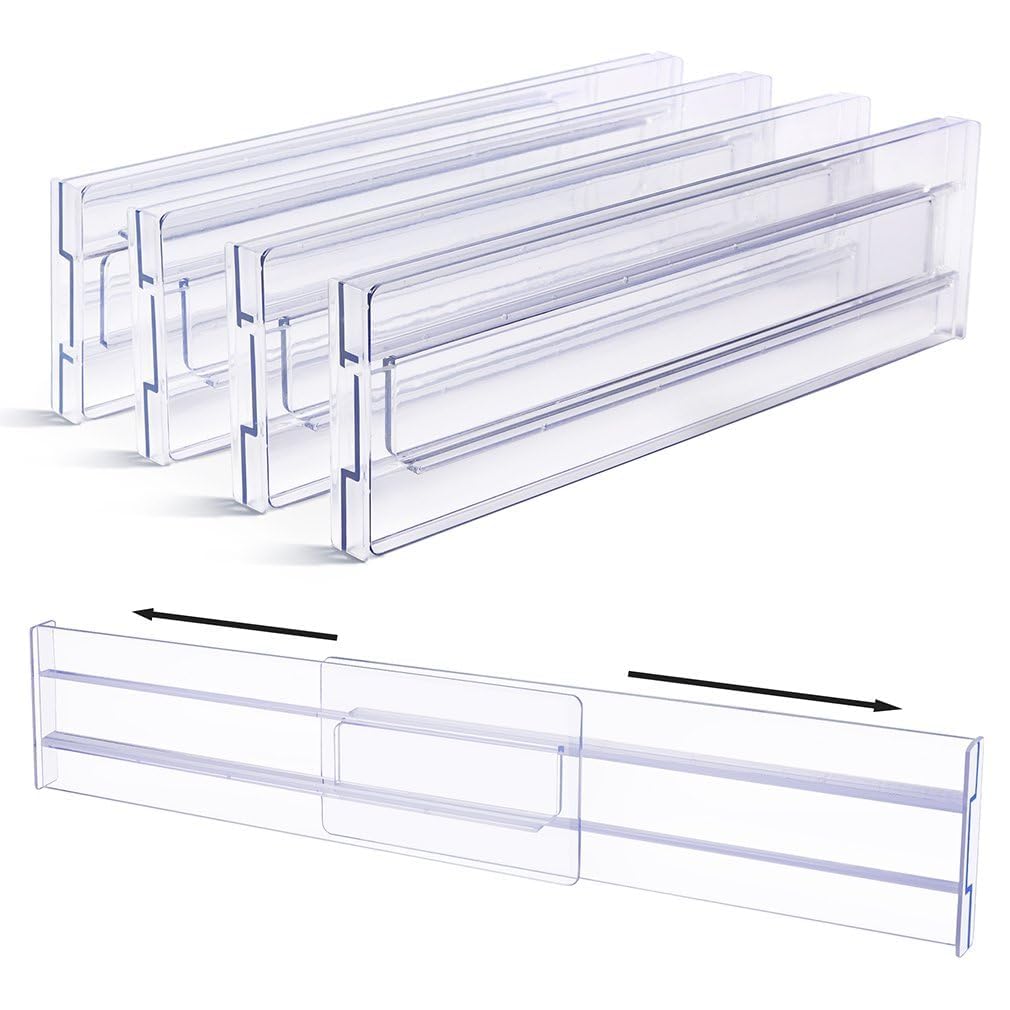 Organizadores divisores de cajones, separadores de cajones de plástico ajustables para ropa, utensilios de cocina, maquillaje, almacenamiento de oficina: Castaño