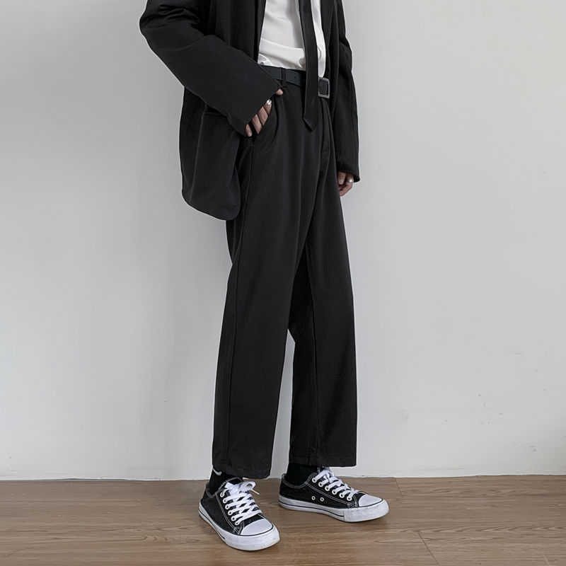 Spring Summer Black Casual Pants Men's Business Suit Pants Men Korean Loose Straight Dress Pants Mens Trousers M-3XL