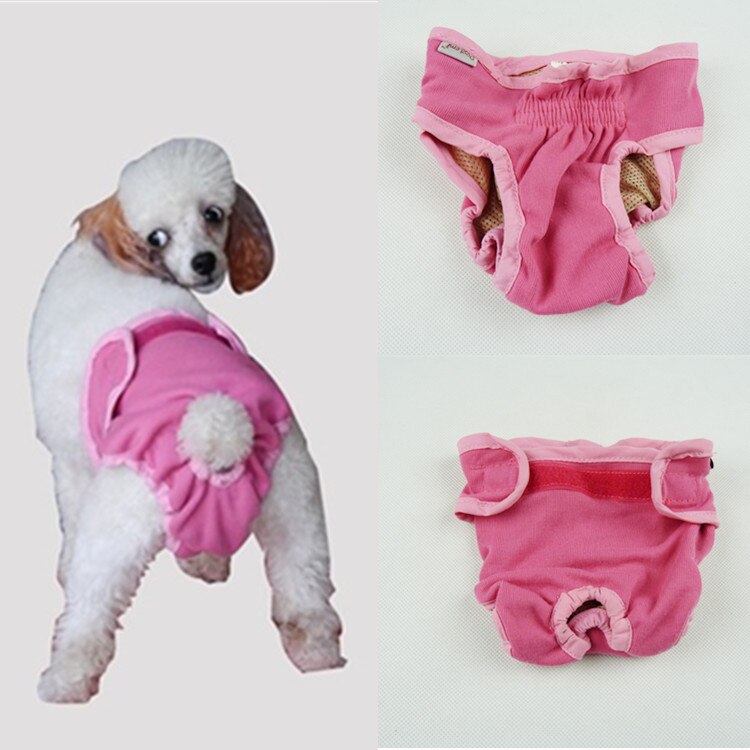 Pet suka spodnie zmywalny pies Diper kobiece pies fizjologiczne szorty koty bielizna zaopatrzenie dla zwierząt domowych: pink / M chest 30-45 cm