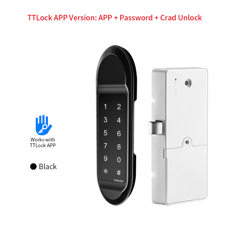 ttlock app remote control electronic smart magnetic sensor Rfid keypad cabinet Drawer lock: black