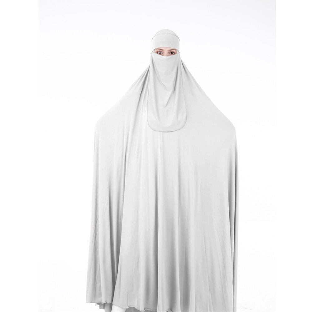 Cabeça jilbab muçulmano véu feminino abaya niqab burqa vestido de oração conjunto roupa islâmica robe hijab khimar kaftan turco ramadã: 01 White / M